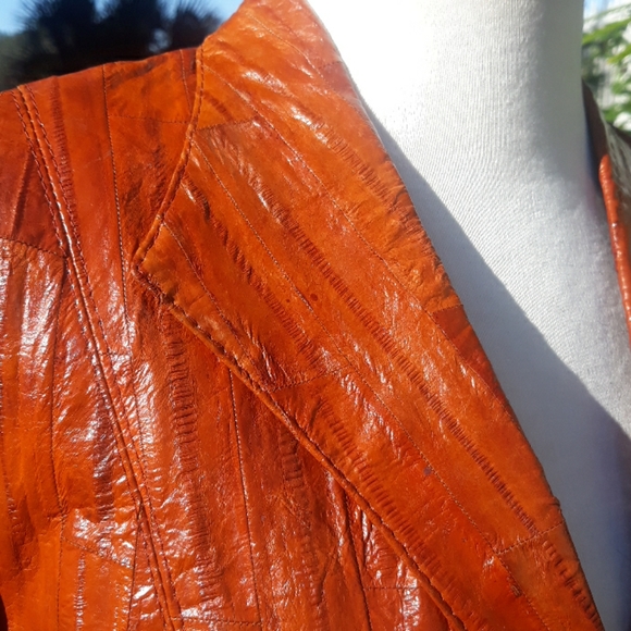 70s 80s vintage Eelskin Caramel Jacket Xs Small - Picture 6 of 8